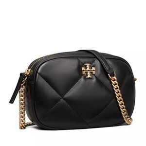 Tory Burch Black Leather Crossbody with Gold Chain